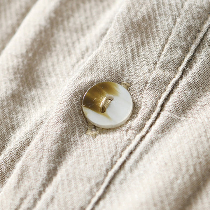 Koszula męska z ramią lnianą, z półguzkiem i prostymi klapami Buddha Stones - image 2