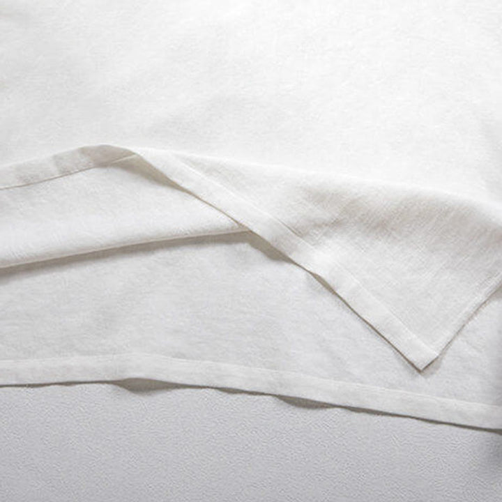 Koszula męska z lnu i rękawami trzy czwarte, z białymi żabkami i guzikami Buddha Stones - image 4