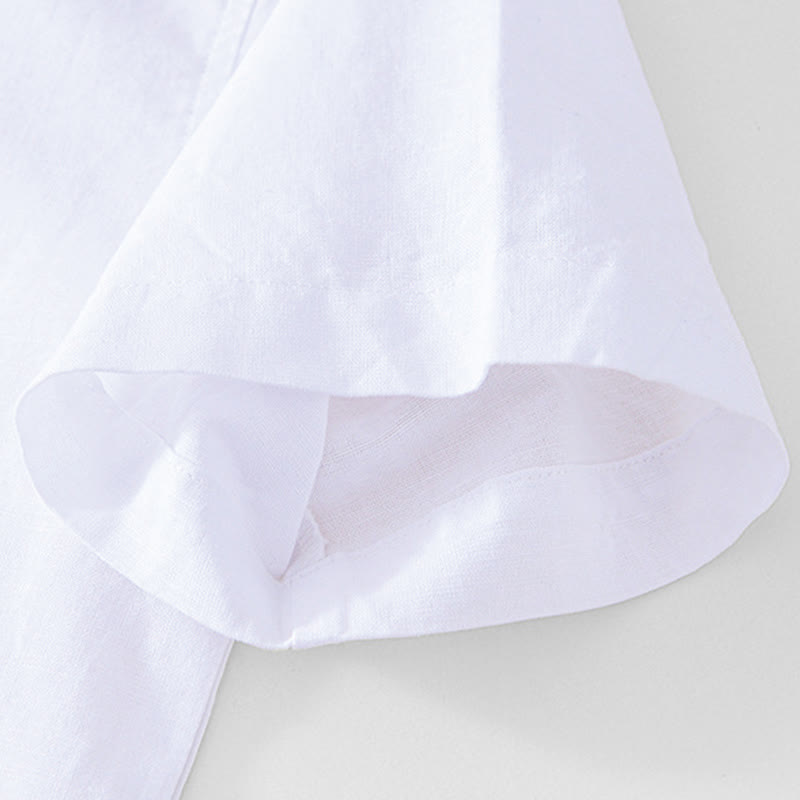 Koszula męska Buddha Stones Soft Plain Frog-button z okrągłym dekoltem, bawełną, lnem i półguzikiem - image 19