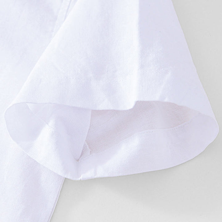 Koszula męska Buddha Stones Soft Plain Frog-button z okrągłym dekoltem, bawełną, lnem i półguzikiem - image 19