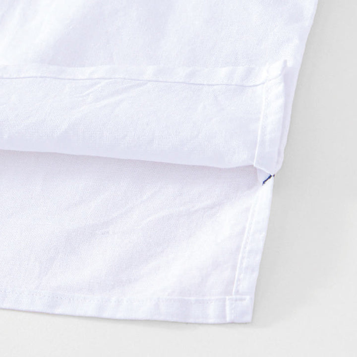 Koszula męska Buddha Stones Soft Plain Frog-button z okrągłym dekoltem, bawełną, lnem i półguzikiem - image 20