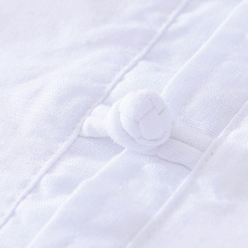 Koszula męska Buddha Stones Soft Plain Frog-button z okrągłym dekoltem, bawełną, lnem i półguzikiem