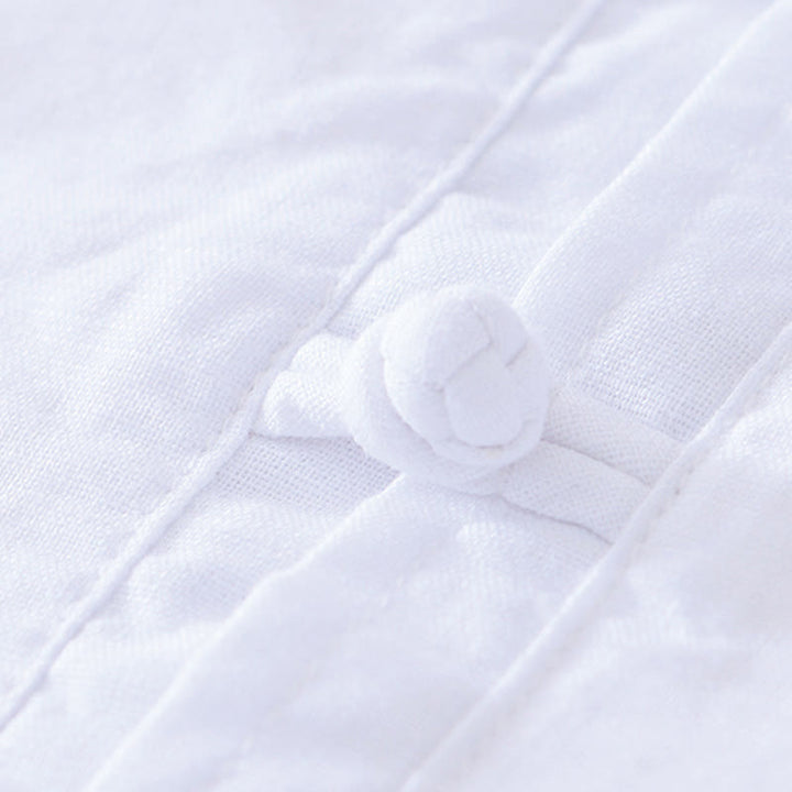 Koszula męska Buddha Stones Soft Plain Frog-button z okrągłym dekoltem, bawełną, lnem i półguzikiem