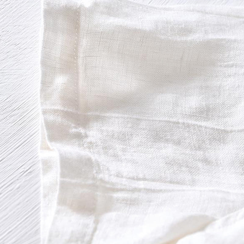 Koszula męska z krótkim rękawem i prostym wzorem „Buddha Stones” z klapami i lnianym półguzikiem - image 8