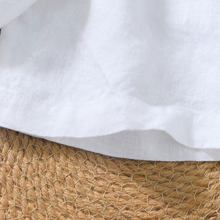 Koszula męska z krótkim rękawem i dekoltem w serek Buddha Stones Casual Plain V-neck z lnu - image 24