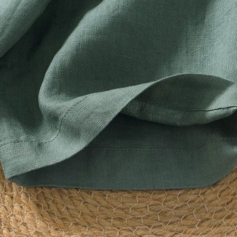 Koszula męska z krótkim rękawem i dekoltem w serek Buddha Stones Casual Plain V-neck z lnu - image 14