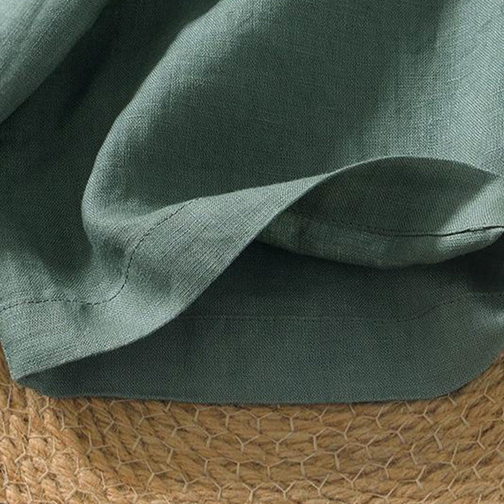 Koszula męska z krótkim rękawem i dekoltem w serek Buddha Stones Casual Plain V-neck z lnu - image 14