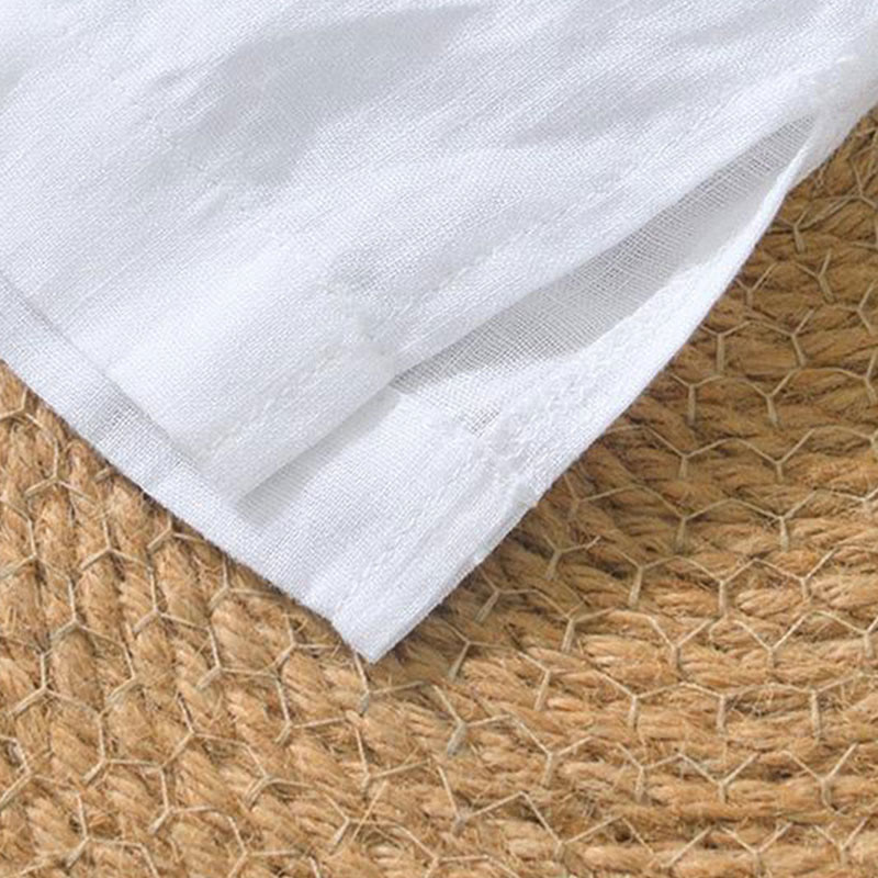 Koszula męska z krótkim rękawem i dekoltem w serek Buddha Stones Casual Plain V-neck z lnu