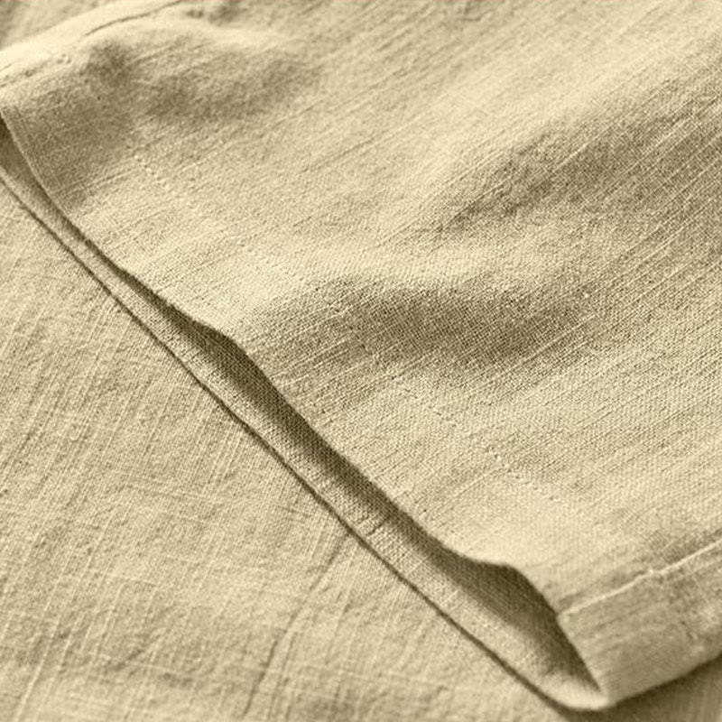 Spodnie męskie bawełniane lniane z kieszeniami i ściągaczem w kształcie Buddha Stones , proste, długość 7-8 - image 19