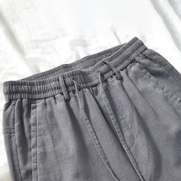 Spodnie męskie bawełniane lniane z kieszeniami i ściągaczem w kształcie Buddha Stones , proste, długość 7-8 - image 11