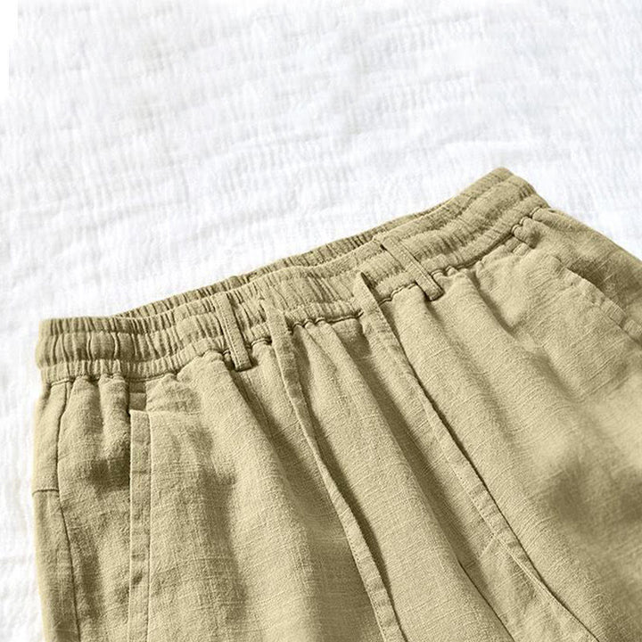Spodnie męskie bawełniane lniane z kieszeniami i ściągaczem w kształcie Buddha Stones , proste, długość 7-8 - image 16