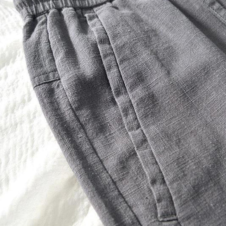 Spodnie męskie bawełniane lniane z kieszeniami i ściągaczem w kształcie Buddha Stones , proste, długość 7-8 - image 12