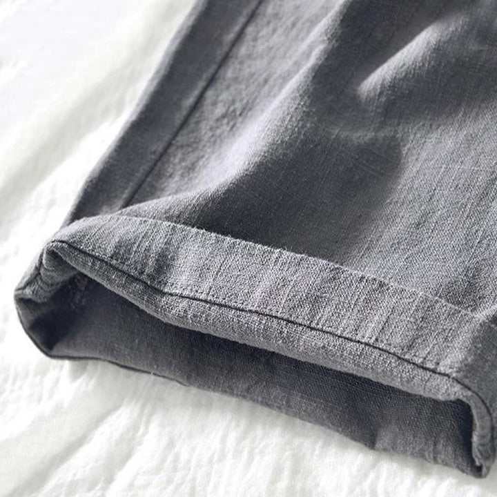 Spodnie męskie bawełniane lniane z kieszeniami i ściągaczem w kształcie Buddha Stones , proste, długość 7-8 - image 14