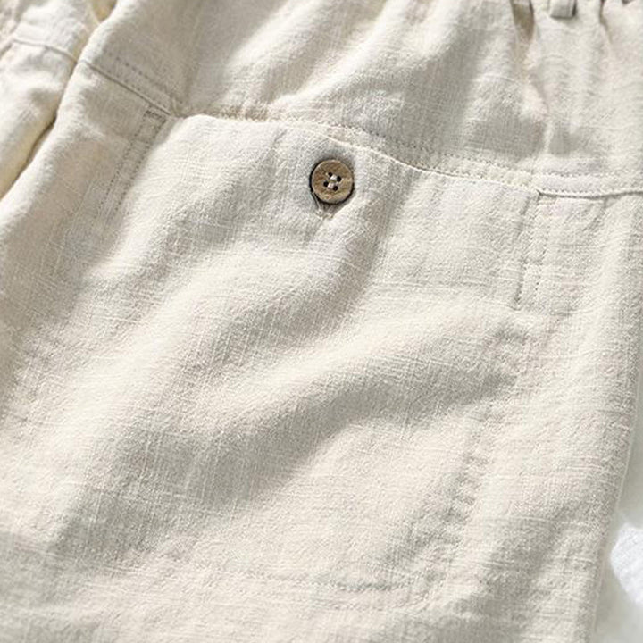 Spodnie męskie bawełniane lniane z kieszeniami i ściągaczem w kształcie Buddha Stones , proste, długość 7-8 - image 3