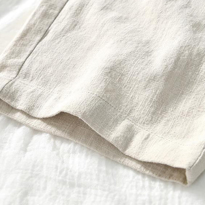 Spodnie męskie bawełniane lniane z kieszeniami i ściągaczem w kształcie Buddha Stones , proste, długość 7-8 - image 4