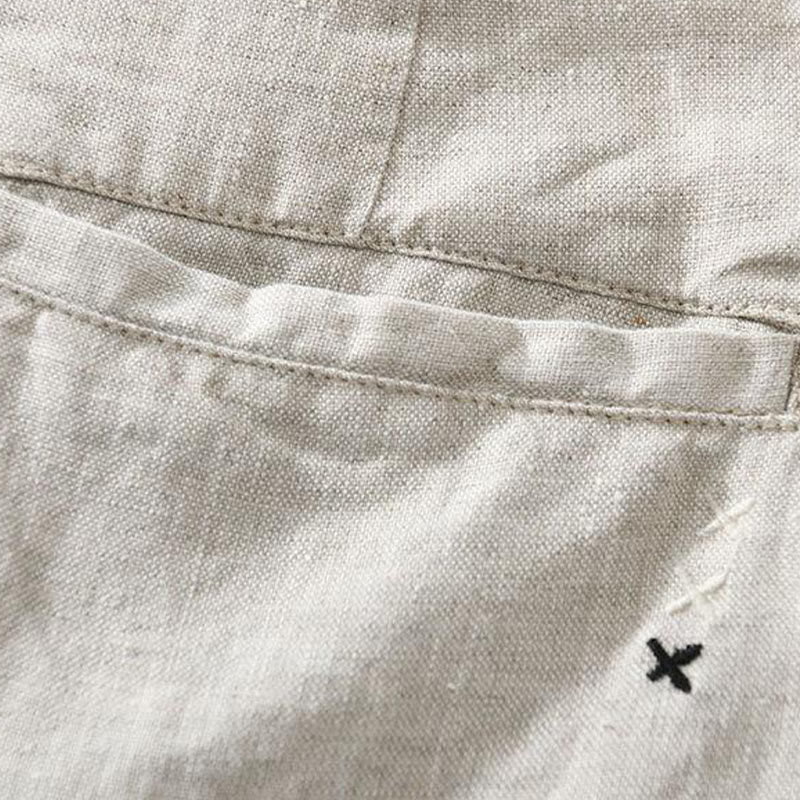 Szorty męskie z kieszeniami i ściągaczem Buddha Stones w jednolitym kolorze z lnu - image 13