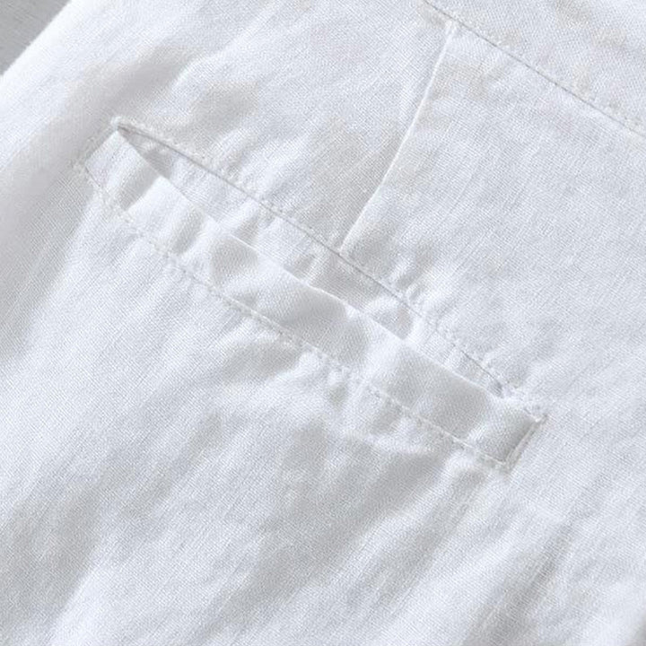 Szorty męskie z kieszeniami i ściągaczem Buddha Stones w jednolitym kolorze z lnu - image 8