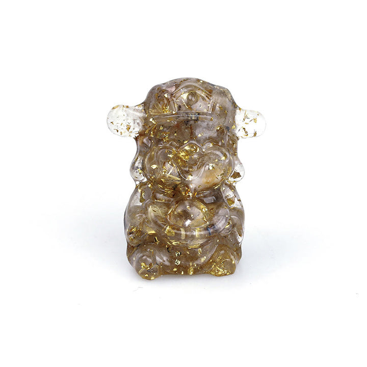 Buddha Stones Bóg Bogactwa Kryształ Ametystu Żywica Energia Fortuna Dekoracja Domu