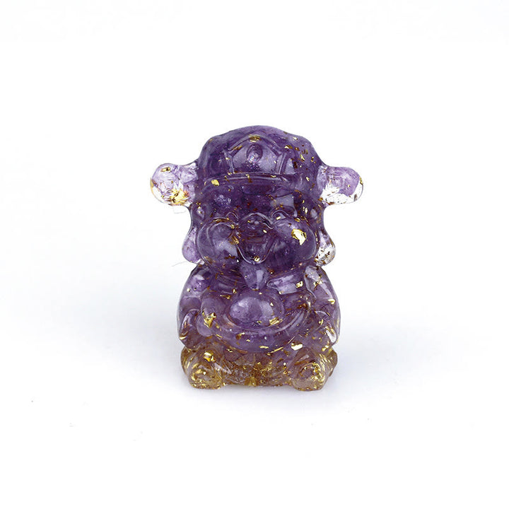 Buddha Stones Bóg Bogactwa Kryształ Ametystu Żywica Energia Fortuna Dekoracja Domu