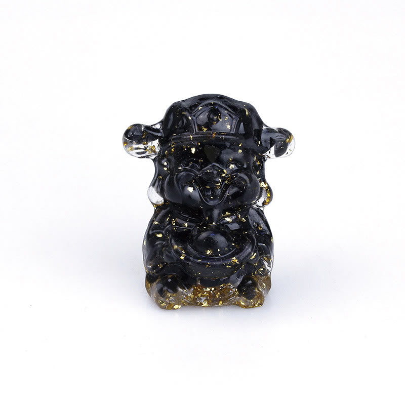 Buddha Stones Bóg Bogactwa Kryształ Ametystu Żywica Energia Fortuna Dekoracja Domu - Czarny obsydian 5,6*4,7*3,5 cm - image 16