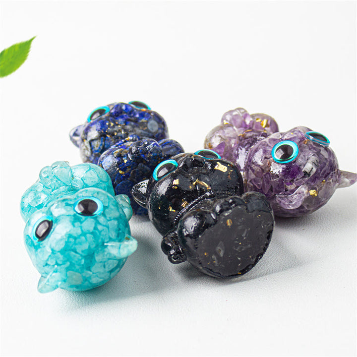 Buddha Stones Uroczy Kot Lazuryt Ametyst Czarny Obsydian Akwamaryn Kryształ Żywica Pozytywna Dekoracja Domu - image 15