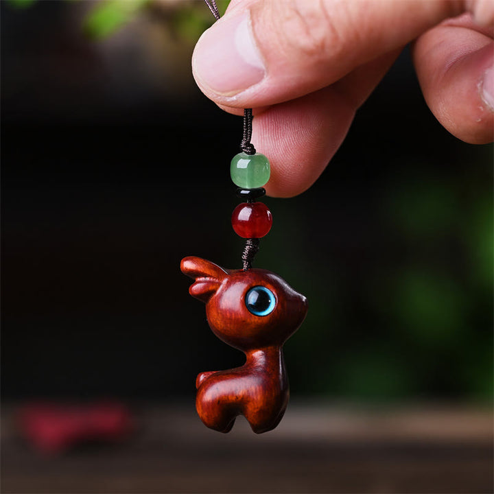 Buddha Stones Małe Liście Czerwone Drzewo Sandałowe Drewno Hebanowe Drzewo Sandałowe Zielone Drzewo Sandałowe Szczęśliwy Mini Kot Jeleń Uspokajający Telefon Wiszący Dekoracja - image 26