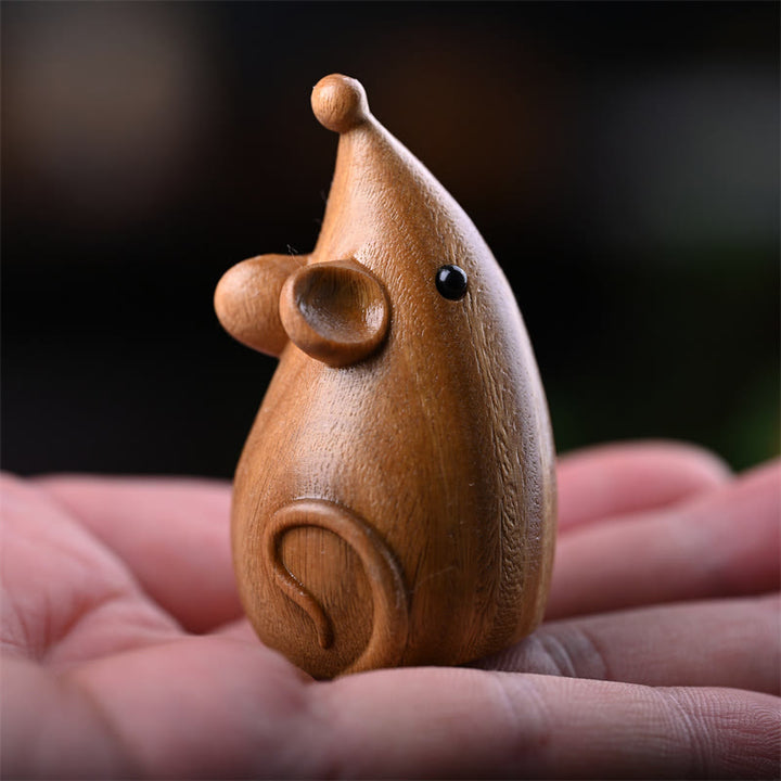 Buddha Stones Mały Kot Mysz Zielony Sandałowiec Afrykański Czerwony Palisander Pokój Dekoracja Domu - Zielona mysz sandałowa 5,5*3,1*3 cm - image 13
