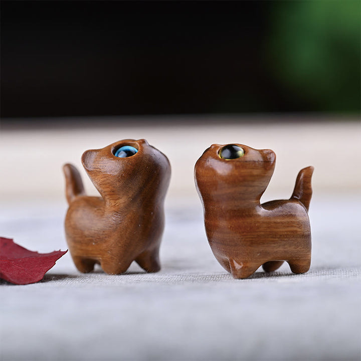 Buddha Stones Zielone drzewo sandałowe Drewno hebanowe Drzewo sandałowe Małe liście Czerwone drzewo sandałowe Miniaturowa dekoracja pokoju Lucky Cat - image 30