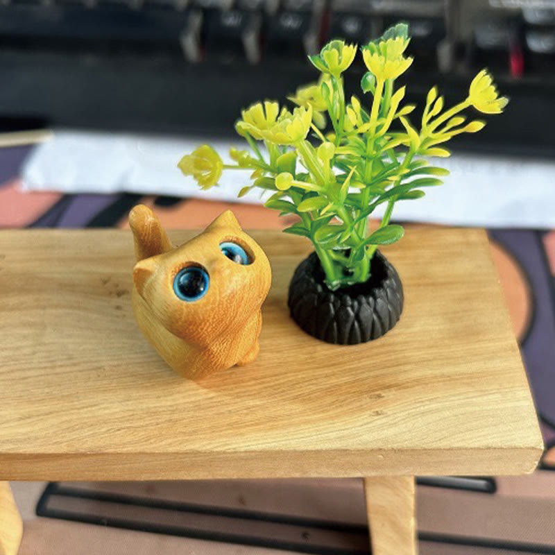 Buddha Stones Zielone drzewo sandałowe Drewno hebanowe Drzewo sandałowe Małe liście Czerwone drzewo sandałowe Miniaturowa dekoracja pokoju Lucky Cat - image 18