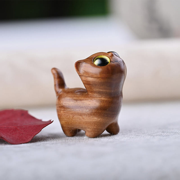 Buddha Stones Zielone drzewo sandałowe Drewno hebanowe Drzewo sandałowe Małe liście Czerwone drzewo sandałowe Miniaturowa dekoracja pokoju Lucky Cat - image 28