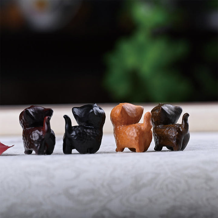 Buddha Stones Zielone drzewo sandałowe Drewno hebanowe Drzewo sandałowe Małe liście Czerwone drzewo sandałowe Miniaturowa dekoracja pokoju Lucky Cat - image 25