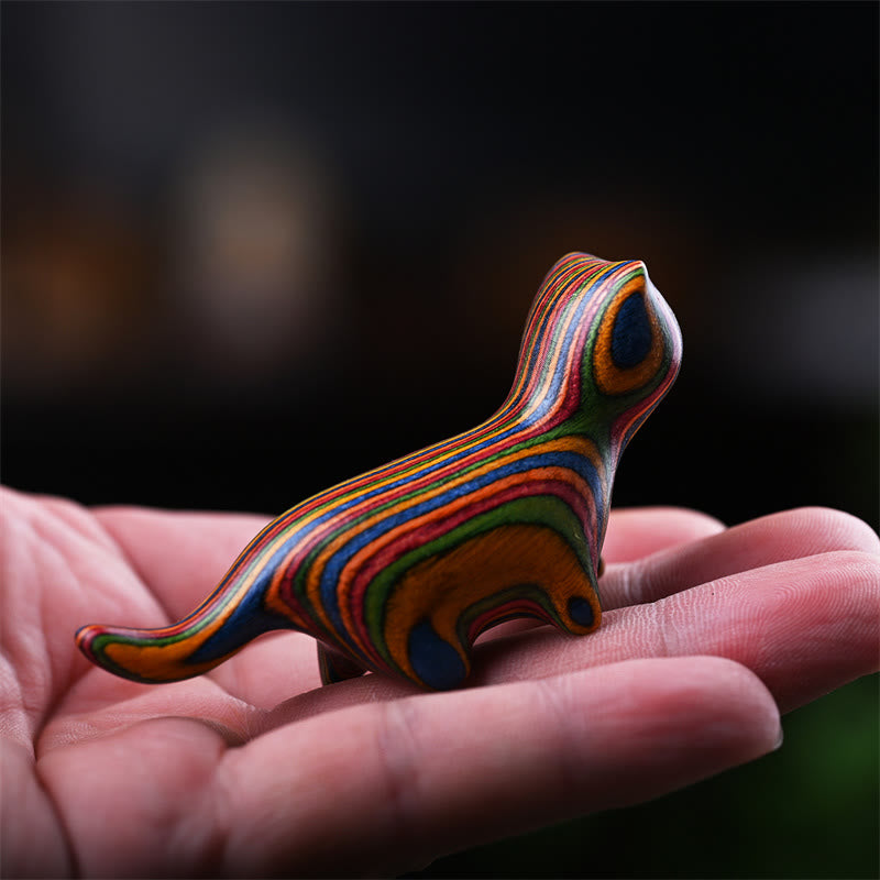 Buddha Stones Zielone drzewo sandałowe Małe liście Czerwone drzewo sandałowe Drewno hebanowe Drewno tęczowe Szczęśliwy mini kot chodzący pozytywna dekoracja - image 16