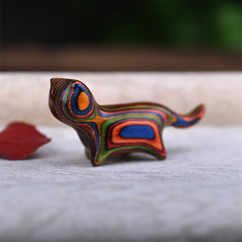 Buddha Stones Zielone drzewo sandałowe Małe liście Czerwone drzewo sandałowe Drewno hebanowe Drewno tęczowe Szczęśliwy mini kot chodzący pozytywna dekoracja - image 15