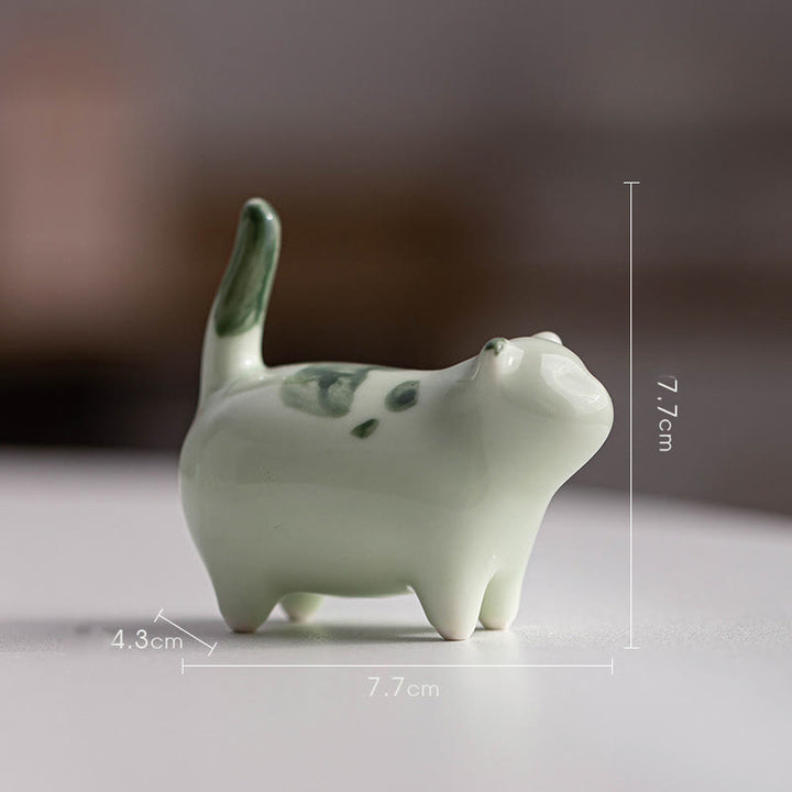 Buddha Stones Miniaturowe Szczęśliwe Słodkie Plamki Stojący Kot Śpiący Kociak Ceramiczna Figurka Dekoracja - image 10