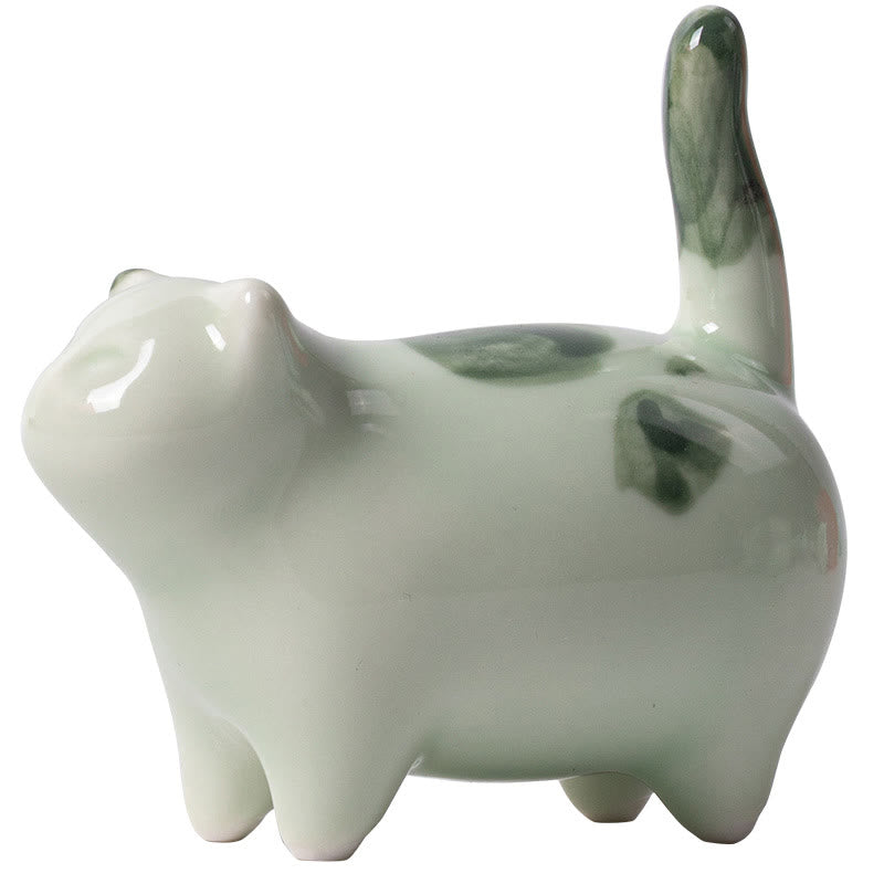 Buddha Stones Miniaturowe Szczęśliwe Słodkie Plamki Stojący Kot Śpiący Kociak Ceramiczna Figurka Dekoracja - image 13