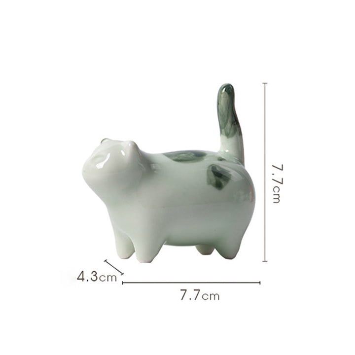 Buddha Stones Miniaturowe Szczęśliwe Słodkie Plamki Stojący Kot Śpiący Kociak Ceramiczna Figurka Dekoracja - image 12