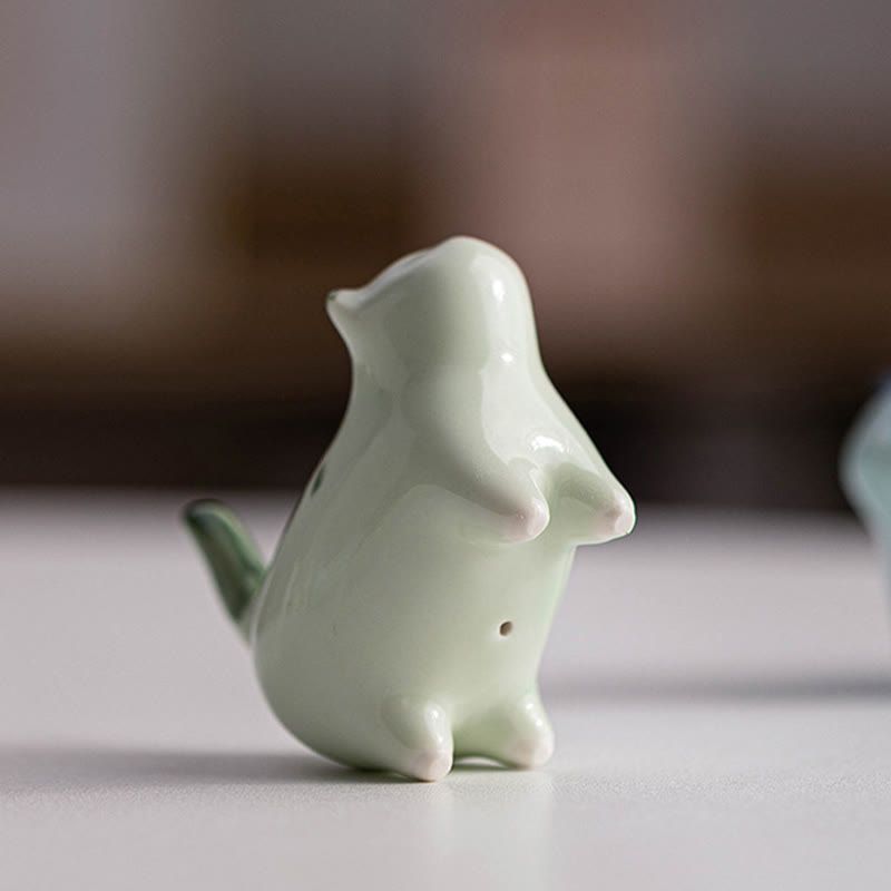 Buddha Stones Miniaturowe Szczęśliwe Słodkie Plamki Stojący Kot Śpiący Kociak Ceramiczna Figurka Dekoracja - image 3
