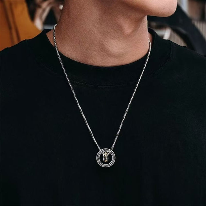 Buddha Stones Podwójny Pierścień PiXiu Peace Buckle Wealth Obrotowy Naszyjnik Wisiorek - image 3