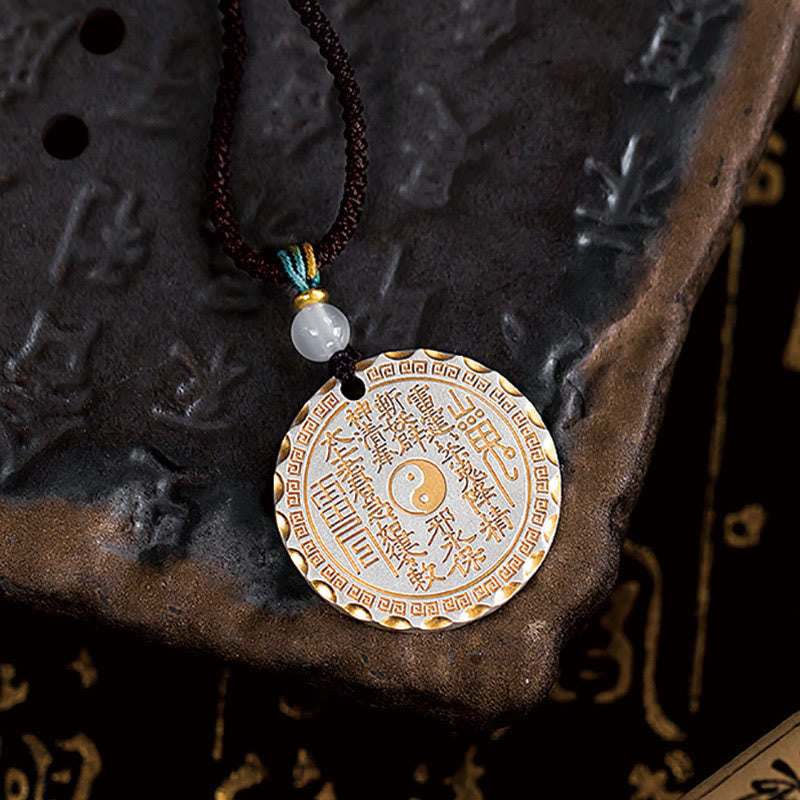 Kamienie Buddha Stones Górskie Wydaj Pieniądze Yin Yang Bagua Design Miedziany Naszyjnik Wisiorek Harmonia - image 2