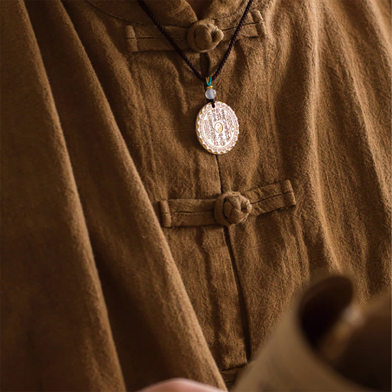 Kamienie Buddha Stones Górskie Wydaj Pieniądze Yin Yang Bagua Design Miedziany Naszyjnik Wisiorek Harmonia - image 11