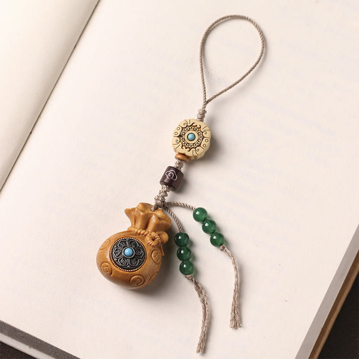 Buddha Stones Sandałowe Małe Liście Czerwone Drzewo Sandałowe Zielone Drzewo Sandałowe Om Mani Padme Hum Spokojny Brelok Telefon Wiszący Dekoracja