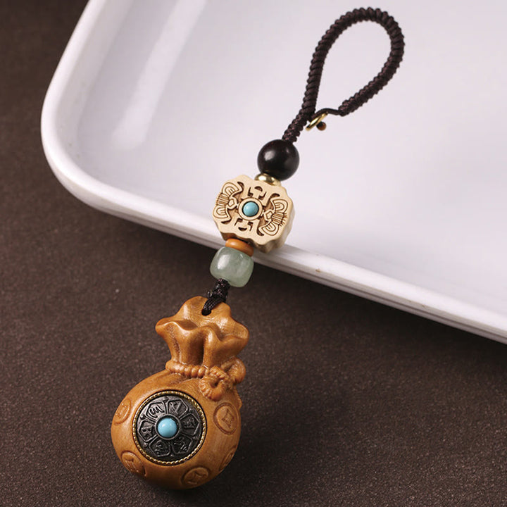Buddha Stones Sandałowe Małe Liście Czerwone Drzewo Sandałowe Zielone Drzewo Sandałowe Om Mani Padme Hum Spokojny Brelok Telefon Wiszący Dekoracja