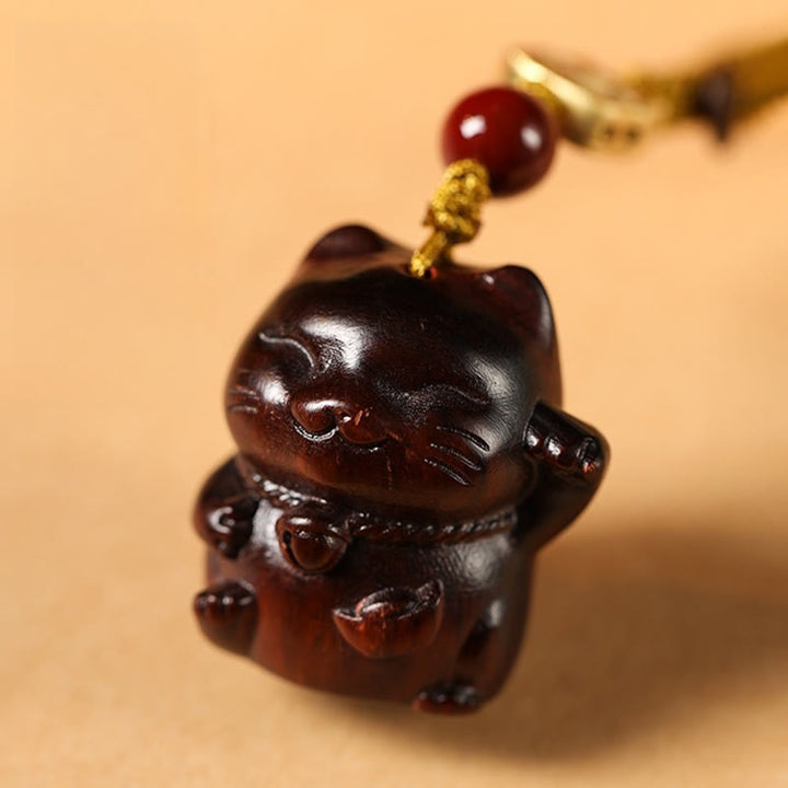 Buddha Stones Mały liść Czerwony Sandałowiec Zielony Sandałowiec Sandałowiec Szczęśliwy Kot Ochrona Brelok Telefon Wiszący Dekoracja - image 7