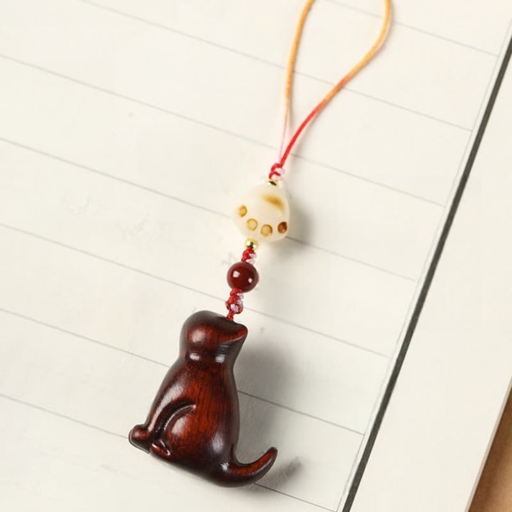 Buddha Stones Małe Liście Czerwone Drzewo Sandałowe Zielone Drzewo Sandałowe Siedzący Kot Uspokajający Telefon Wiszący Dekoracja - image 7