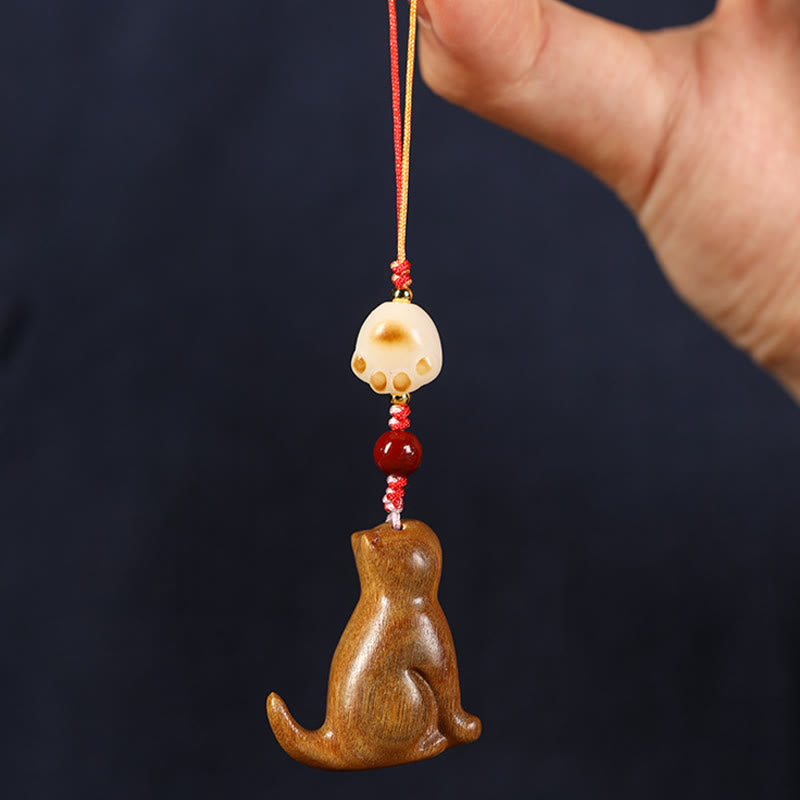 Buddha Stones Małe Liście Czerwone Drzewo Sandałowe Zielone Drzewo Sandałowe Siedzący Kot Uspokajający Telefon Wiszący Dekoracja - image 11