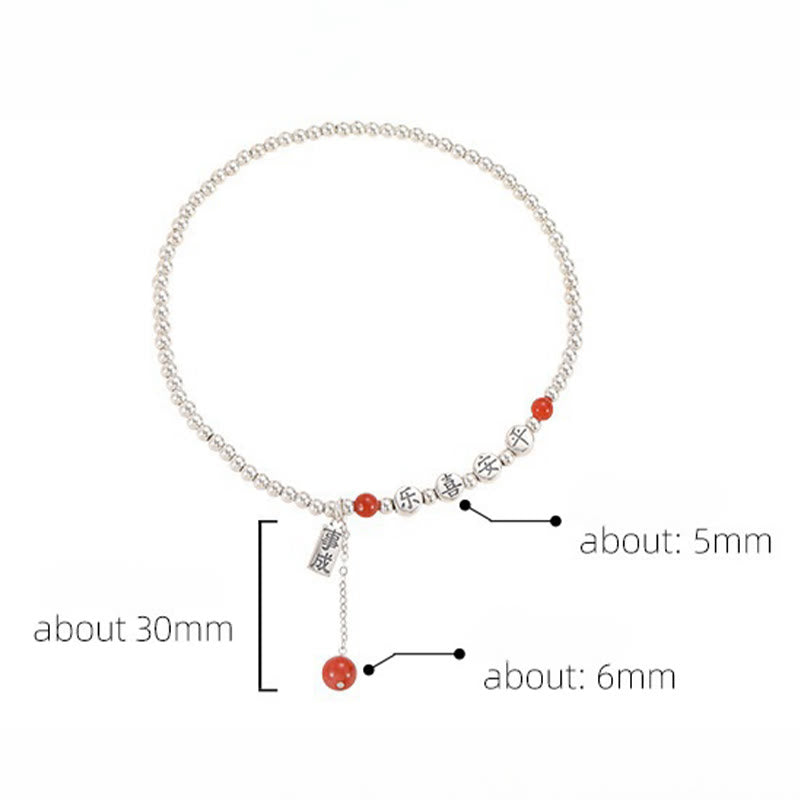 Buddha Stones 925 Srebro Małe Koraliki Czerwony Agat Pokój I Radość Błogosławieństwo Anklet - image 13