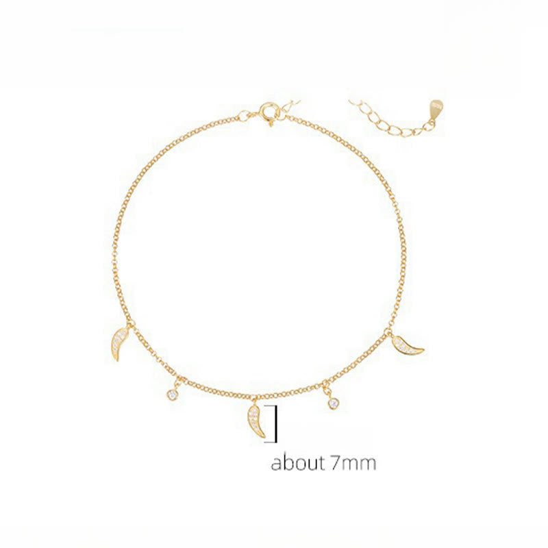 Buddha Stones 925 Srebro Sterling Cyrkon Mały Pieprz Charm Ochrona Anklet - image 8