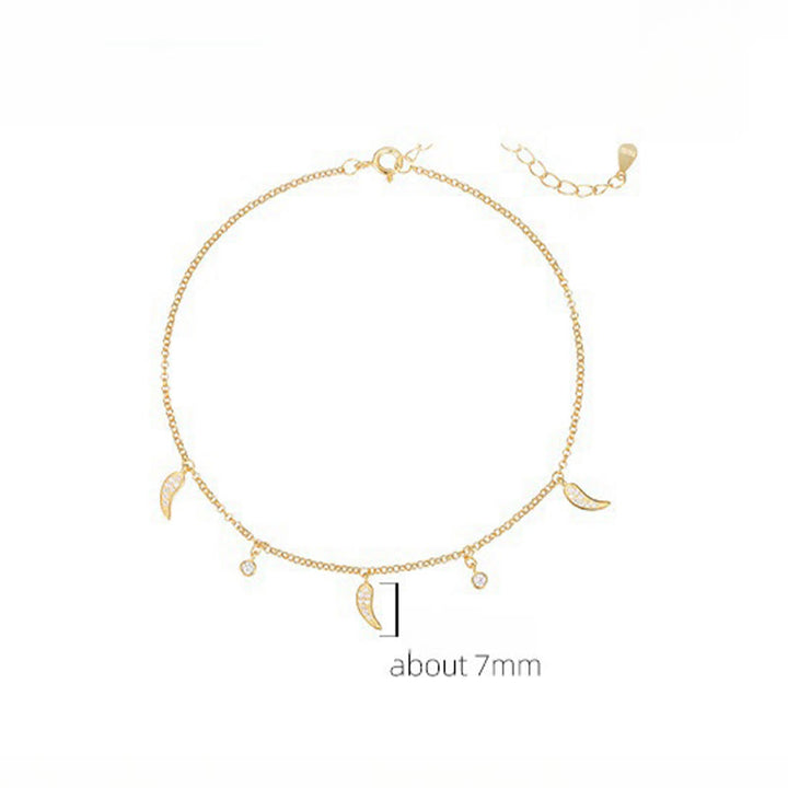 Buddha Stones 925 Srebro Sterling Cyrkon Mały Pieprz Charm Ochrona Anklet - image 8