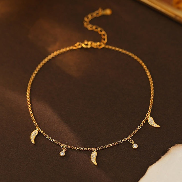 Buddha Stones 925 Srebro Sterling Cyrkon Mały Pieprz Charm Ochrona Anklet - image 2