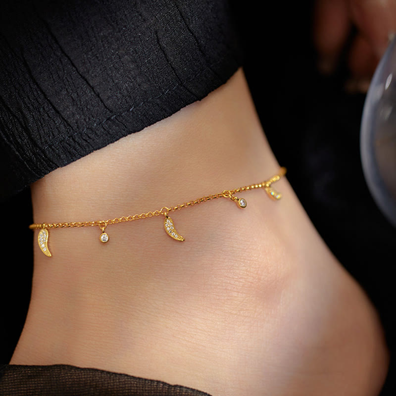 Buddha Stones 925 Srebro Sterling Cyrkon Mały Pieprz Charm Ochrona Anklet - image 3